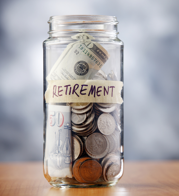 retirement savings in a money jar